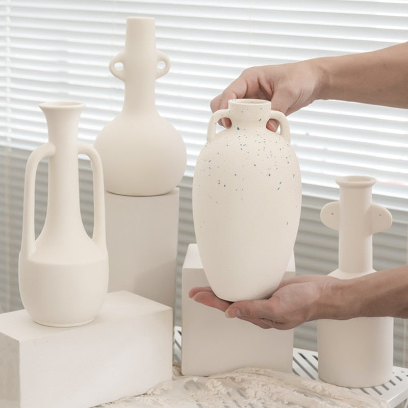 White Greek vase in jar with handles