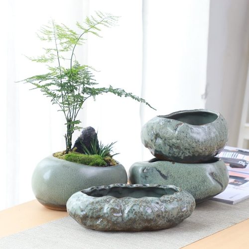 Japanese mineral style vase zen garden