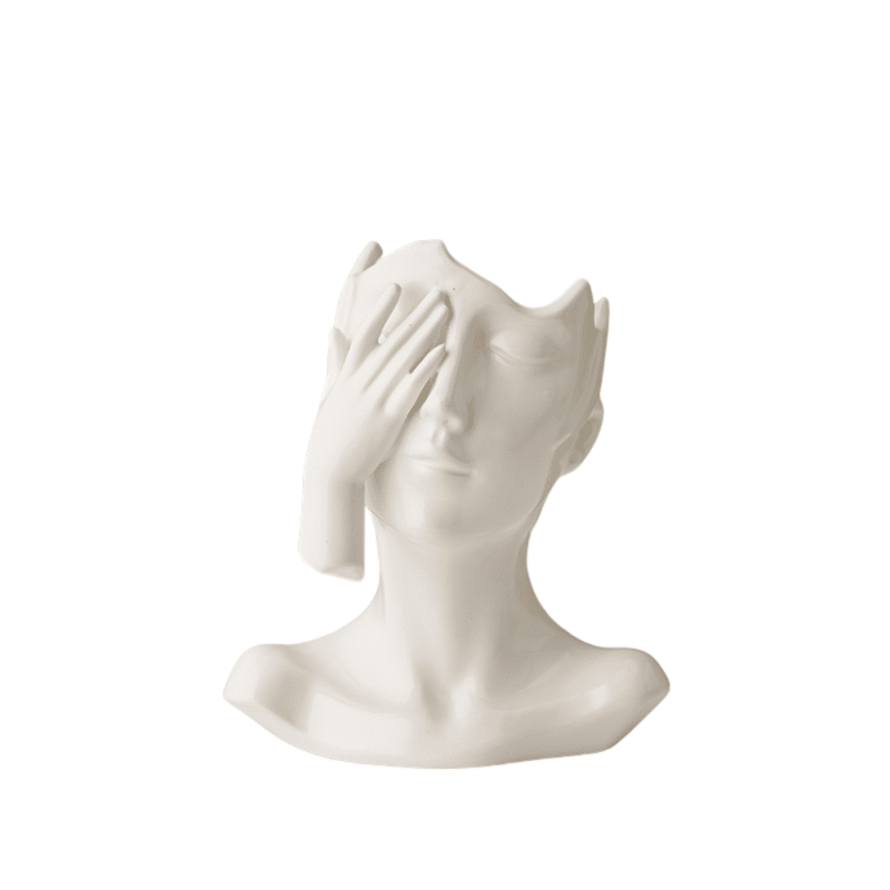 Designer white woman's head vase
