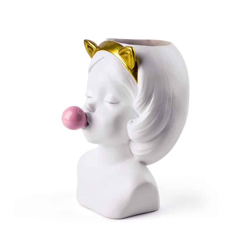 Kawaii style woman head vase