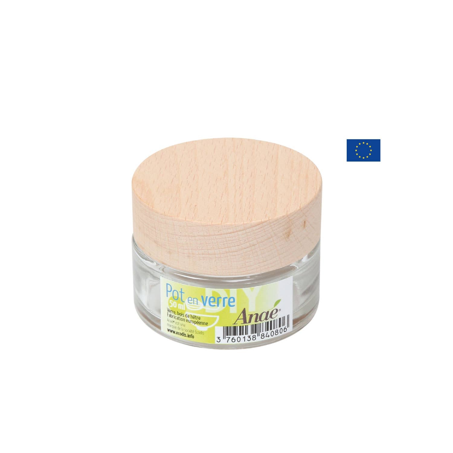 Glass jar with wooden cap - 50ml