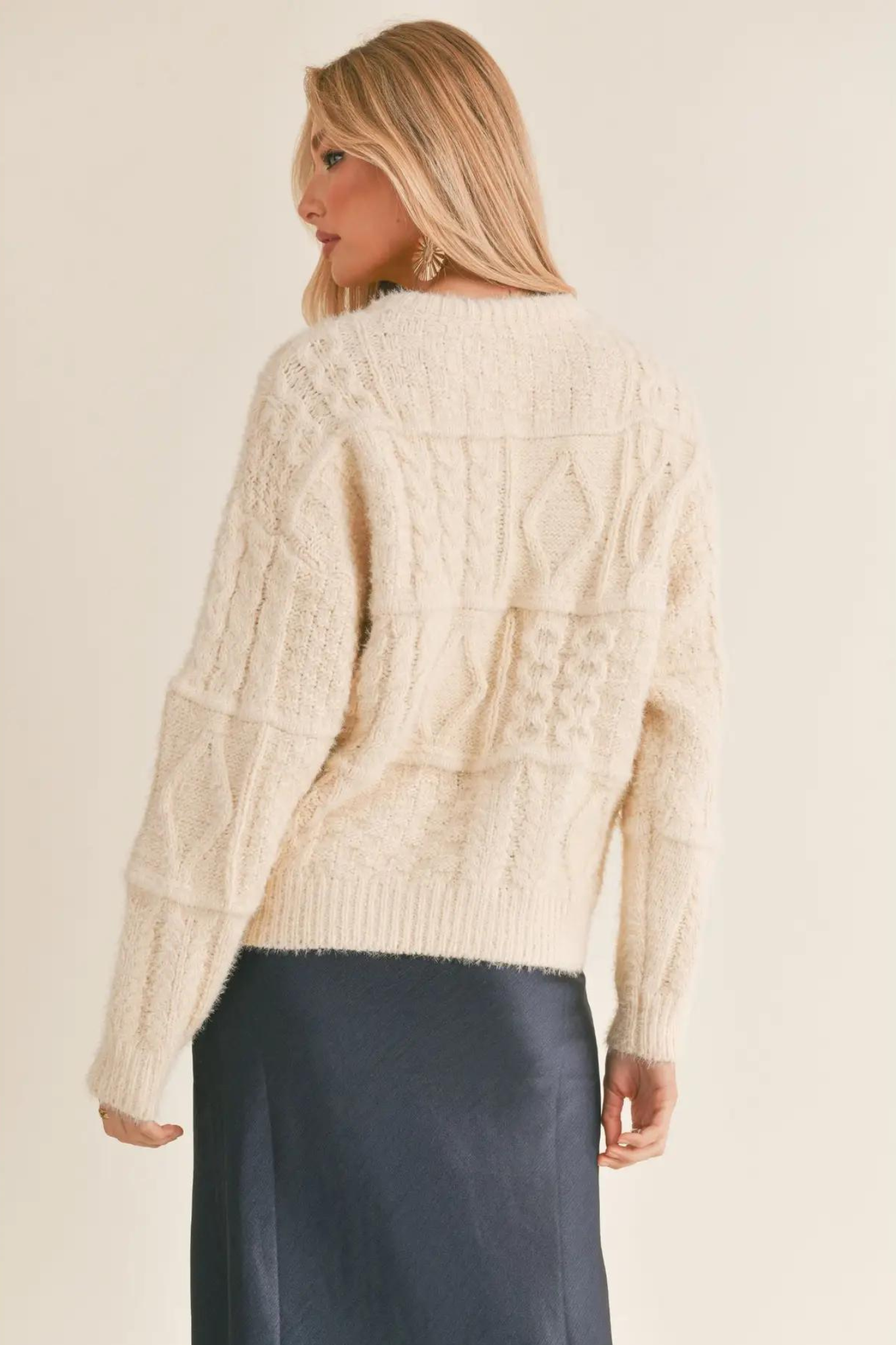 Forte Knit Sweater Sage/cream