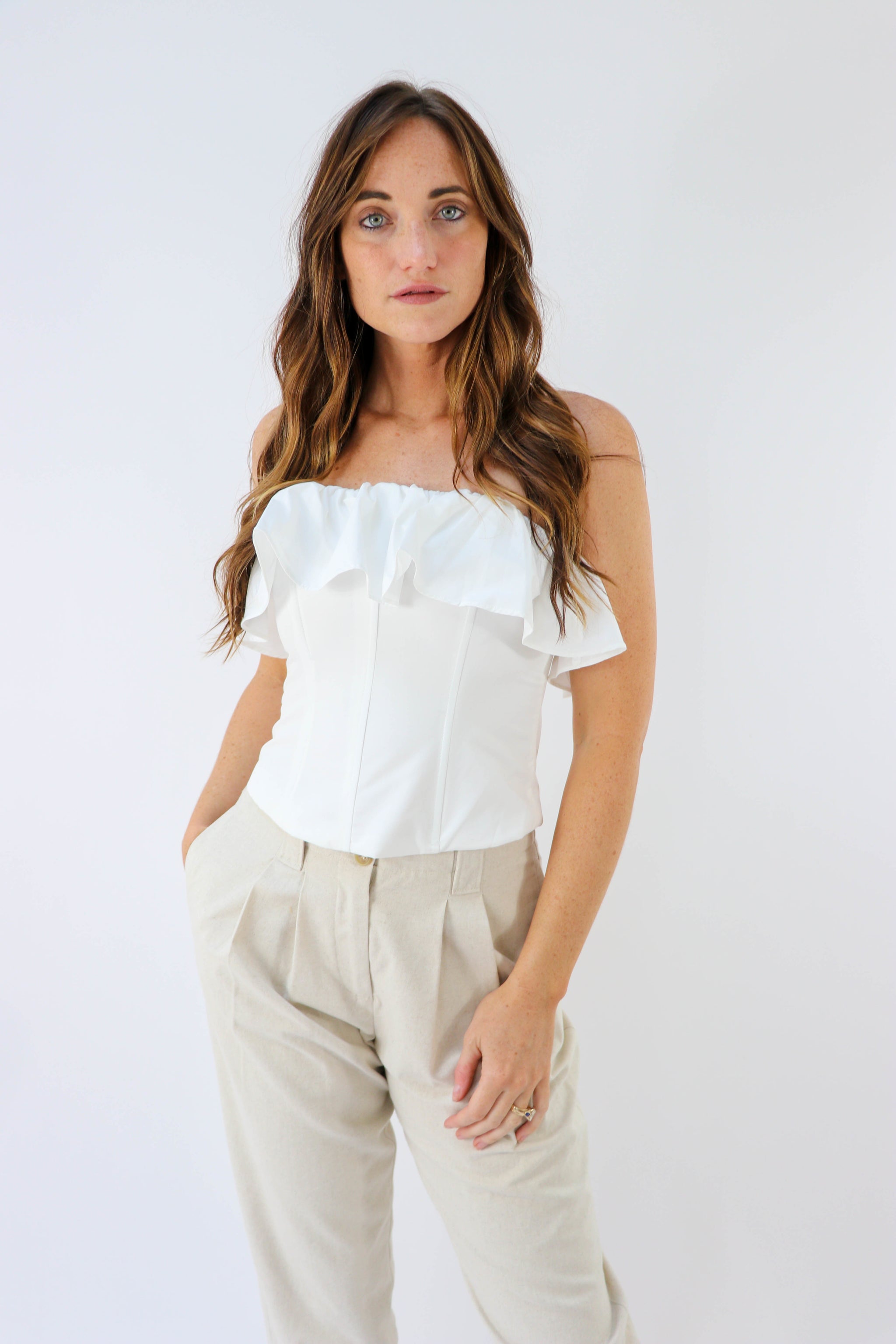 White Ruffle Tube Top Sweetest Stitch Boutique for
