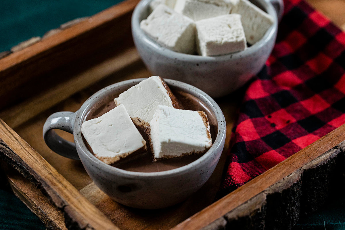 marshmallow news Handcrafted marshmallows in a ceramic mug of cocoa