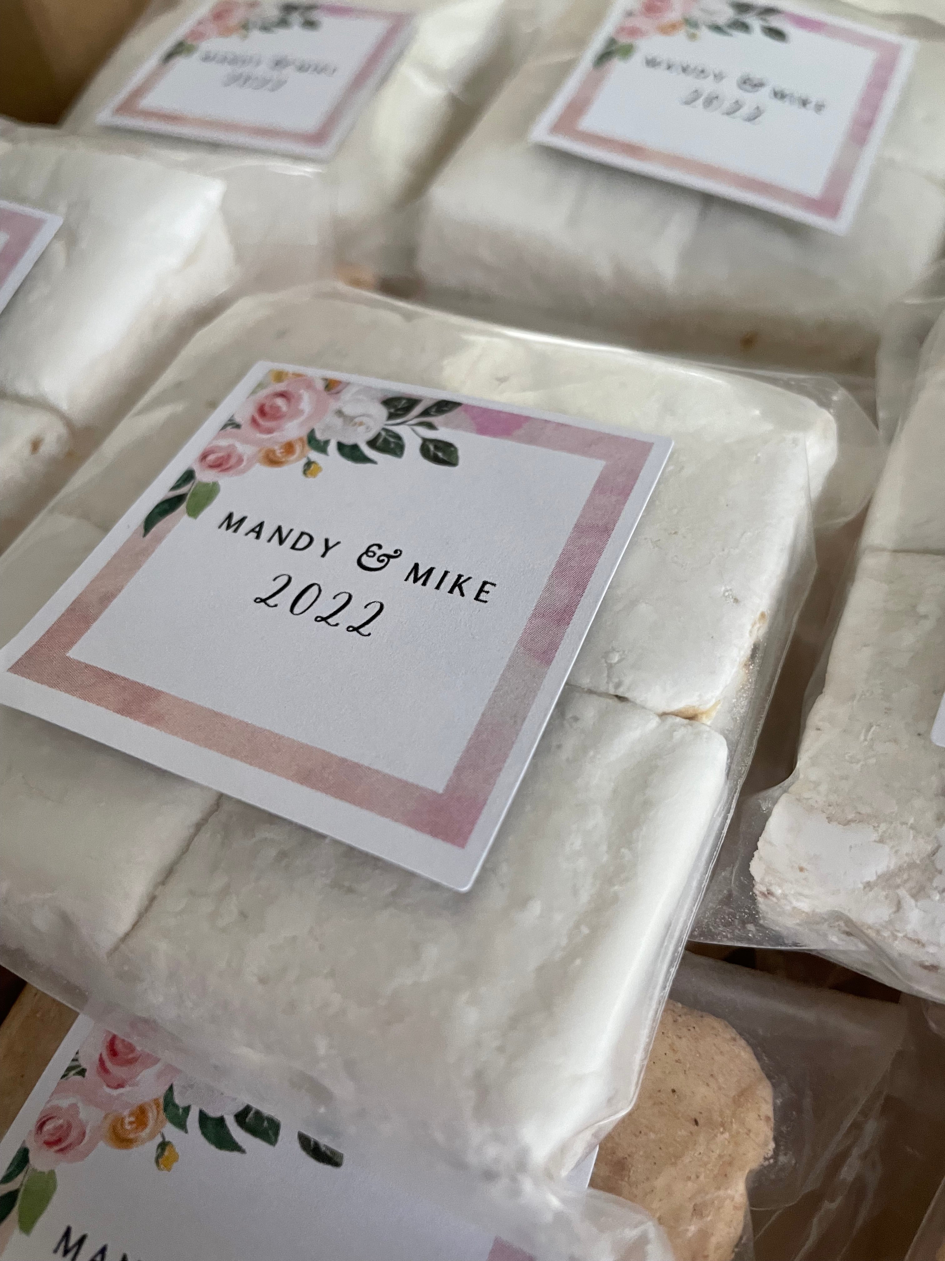 handcrafted marshmallow wedding favors