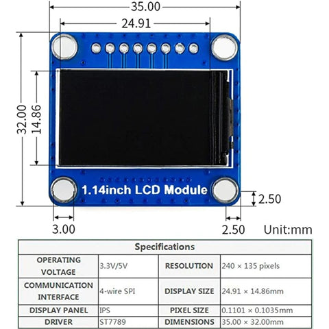 1.14 Inch IPS OLED Display Module LCD Screen
