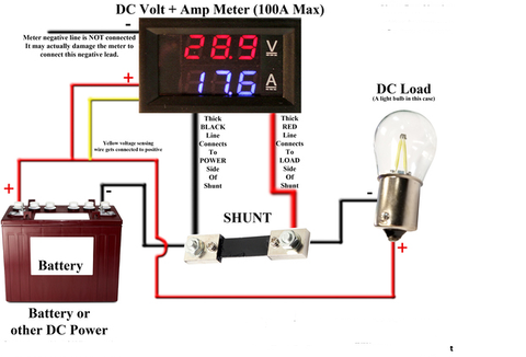 100A Dc volt amp display panel + Shunt resistor 100A 75mV FL-2