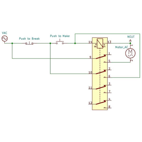 220VAC Relay With Base For Start-Stop Circuit diagram