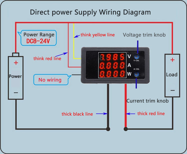 DC0-100V 10A LCD Display Digital Voltmeter Ammeter Wattmeter