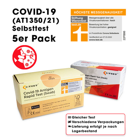 CITEST Diagnostics Covid-19 Antigen Rapid Test (swab) 5er Pack