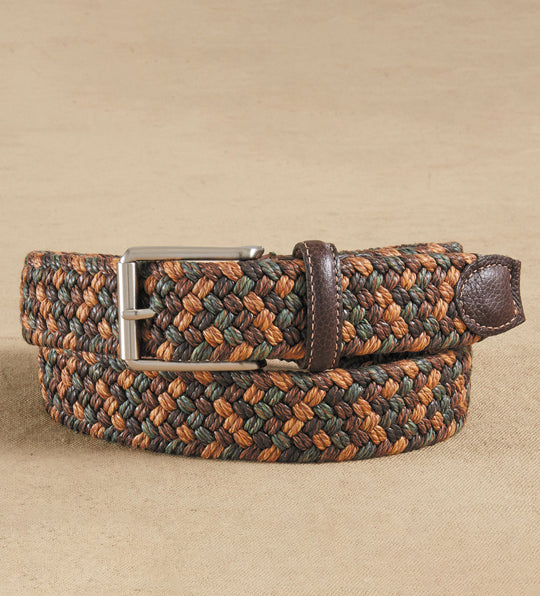 Johnston & Murphy Leather Braided Belt Men's Belts Cognac : 42