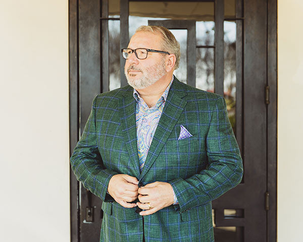 Frank Roque wearing green sport coat from Patrick James