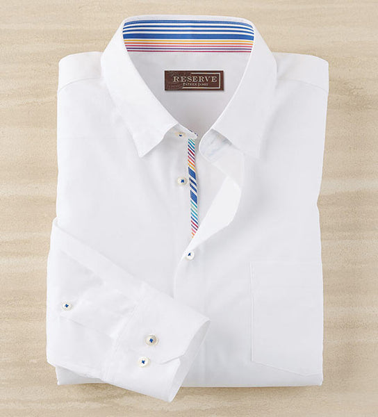 Reserve Long Sleeve White Sport Shirt