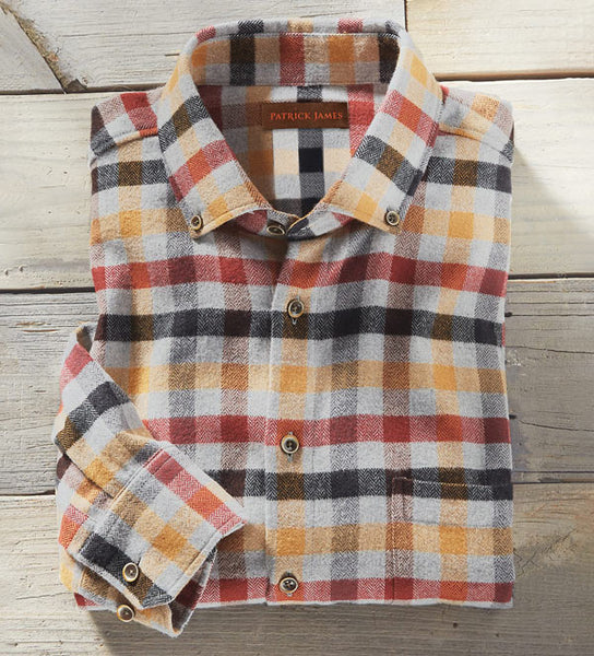 Patrick James Plaid Flannel Sport Shirt in Fall colors