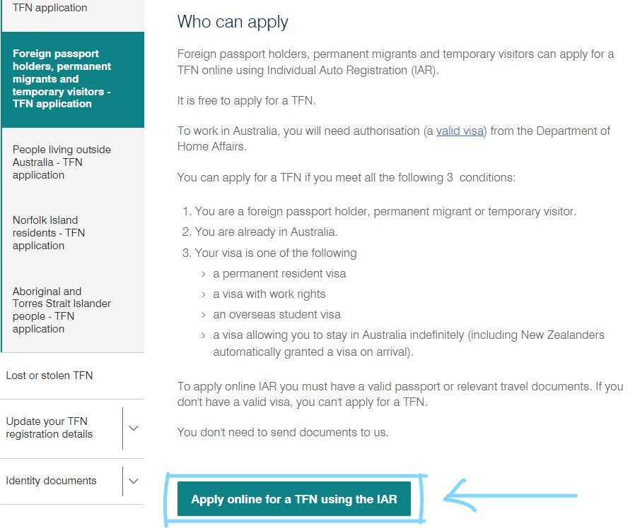 Australian TFN Application