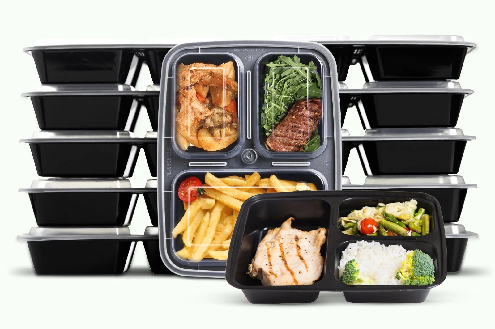 38 Oz. Meal Prep Reusable Bento Box To-go 2 Compartment Containers With  Lids 