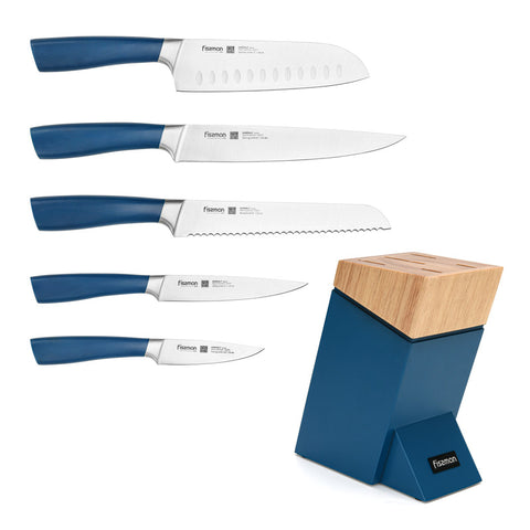 GANDALF 6pcs Knife Set  with Wooden Block (3Cr14 Steel)