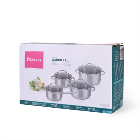 Cookware set GABRIELA 8 pcs with glass lids