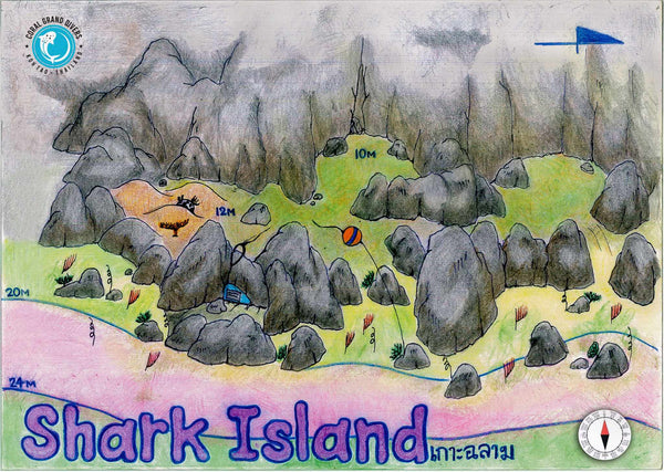 Shark Island Dive Site Map. Koh Tao, Thailand