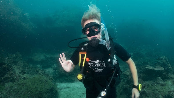 Happy diver in Koh Tao, Thailand