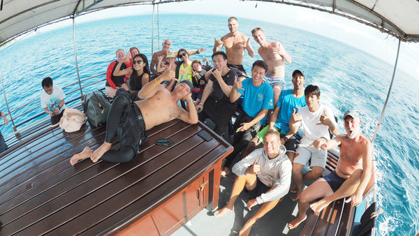 Happy divers in Koh Tao. Thailand