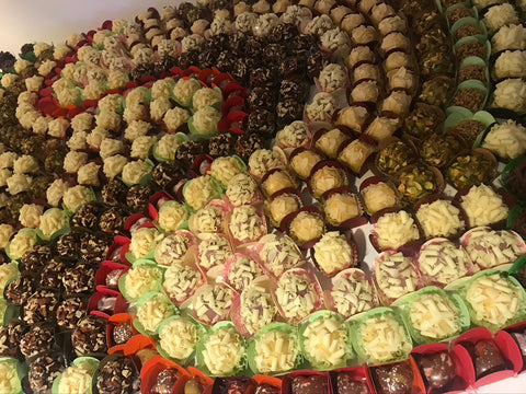 Wedding chocolate mosaic dessert table