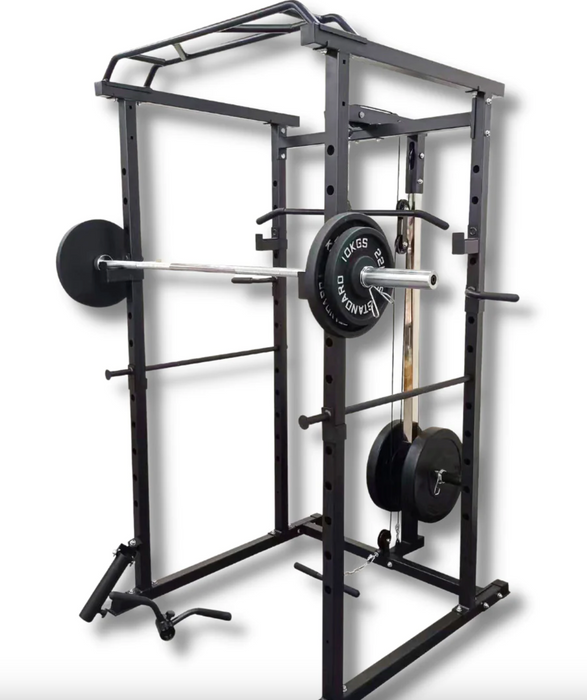 Home Gym Power Squat Cage Bench Barbell Package + 100kg Weight Se