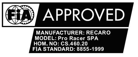 Recaro Pro Racer SPA is FIA 8859-1999 homologated approved