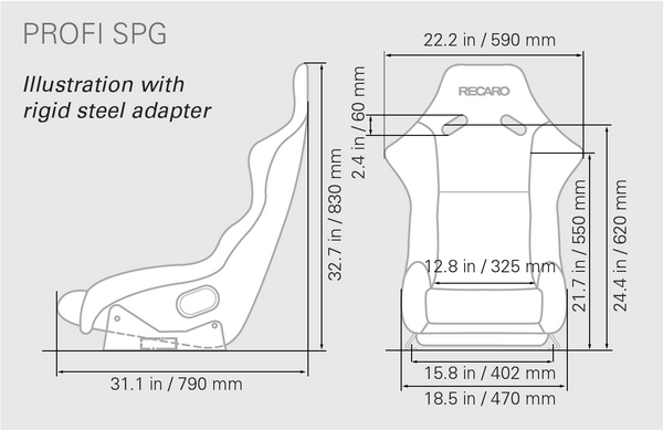 Recaro Profi SPG racing seat dimensions