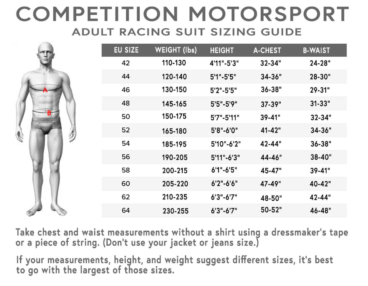 Race Suit Sizing