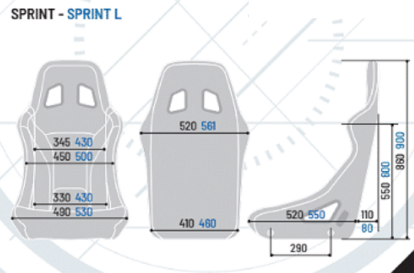 Sparco Sprint Racing Seat Sizing Chart