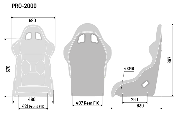 Sparco Pro 2000 QRT Racing Seat Sizing Chart