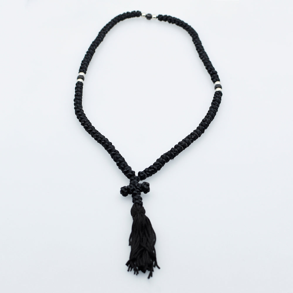 100 Knots Prayer Rope Komboskini - Black Silk Thick Rope with Red Bead –  Agiografia Icons