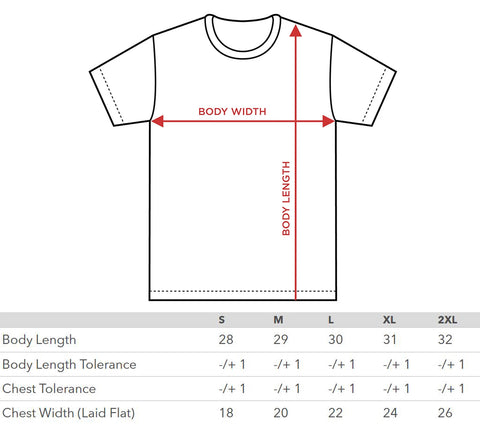 tee shirt size chart