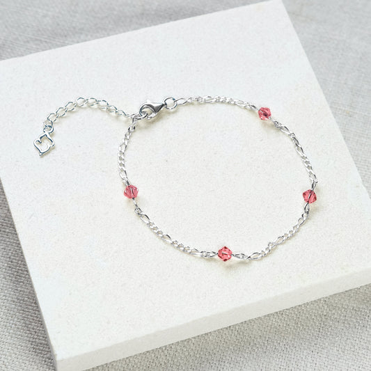 Pink Star Crystal Bracelet with Extension Chain