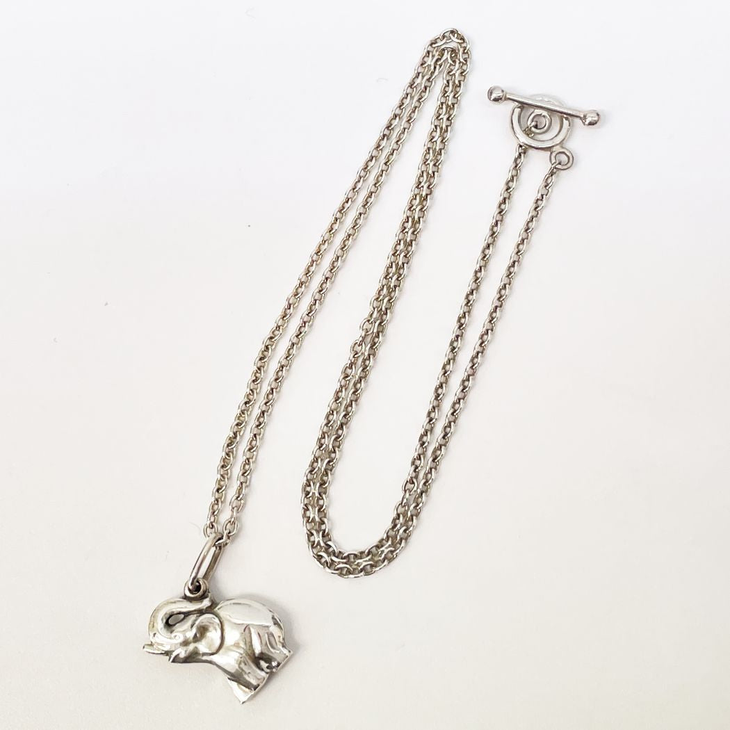 【中古B/標準】Georg Jensen ジョージジェンセン エレファントモチーフ 象 アンカーチェーン シルバー925 ユニセックス ネックレス,  20392412