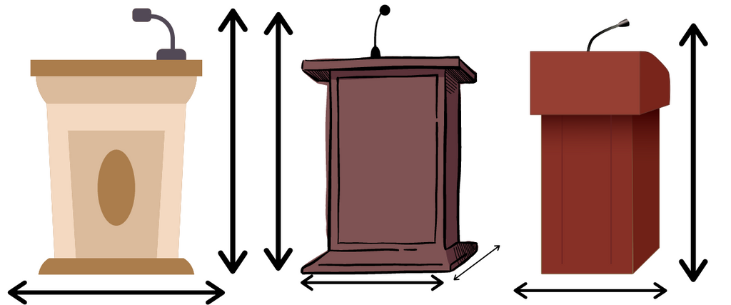 animated picture of podium dimensions
