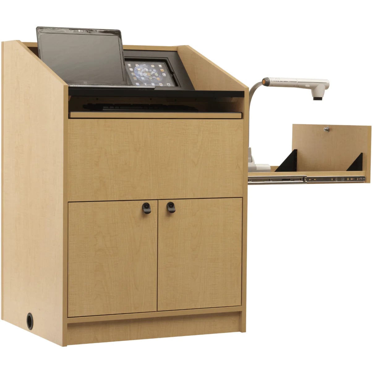 Customizable teacher podium with pullout shelf