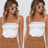 OOTDGIRL Crop Top Women Sexy Ladies Vest Sleeveless Backless Cami Top White Satin Tank Top 2022 Summer Milkmaid Female Clothes Party