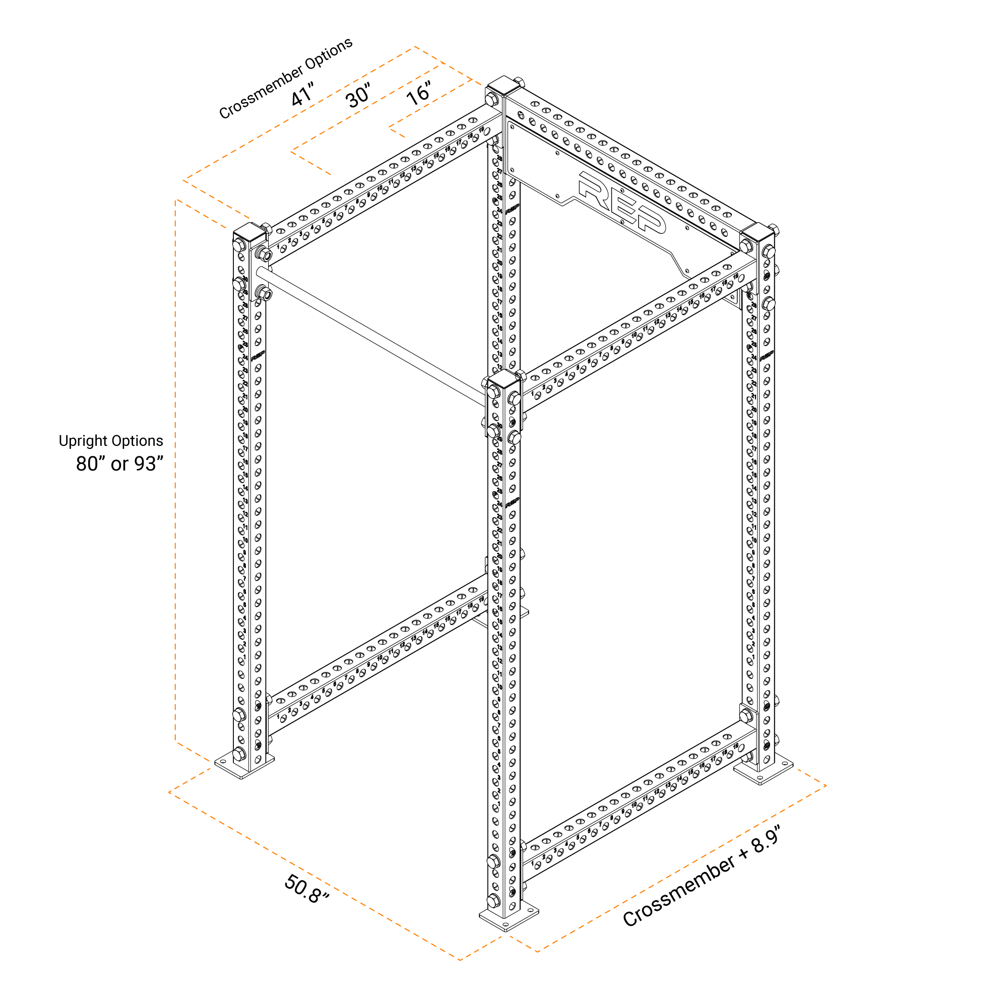 power rack dimensions