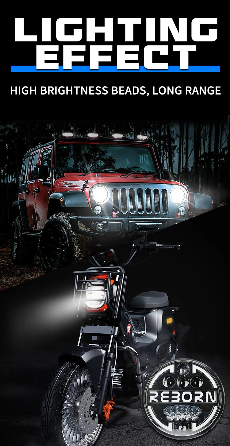 HJG 7 Inch Led Headlight Halo Lights Dual Color Yellow White 90w 7 Inch Round Motorcycle Lights For Jeeps Universal Car Compatible with Royal Enfield, Jeep & Harley Davidson Reborn 2 9 Adb4b57fc01fe47adaa203d0a3d70a97fZ