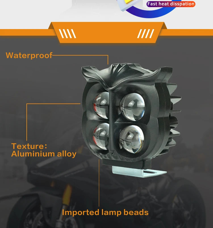 HJG 4 LED Owl Devil Foglight Foglamp HJG Car Accessories Led Headlights Mini Driving Lights Led Fog Lights For Motorcycle Lights, Set of 2 HJG Owl Foglight 2 H4cdab2eebf7b4f79bf05d02432732302W