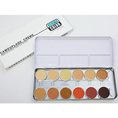 GENUINE KRYOLAN DERMA COLOR CAMOUFLAGE CREME PALETTE 12 COLORS -