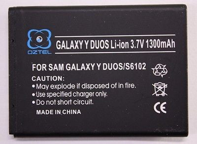 Samsung Galaxy Y Duos S6102 battery GT-S6102 - 1300 mAH Sealed + 1 Year Warranty