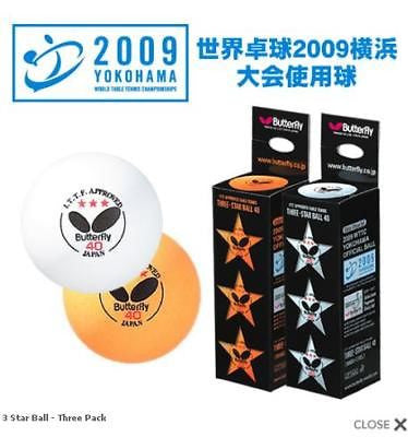 Butterfly 3 star Premium Table Tennis Ball 40 mm 3-Pack