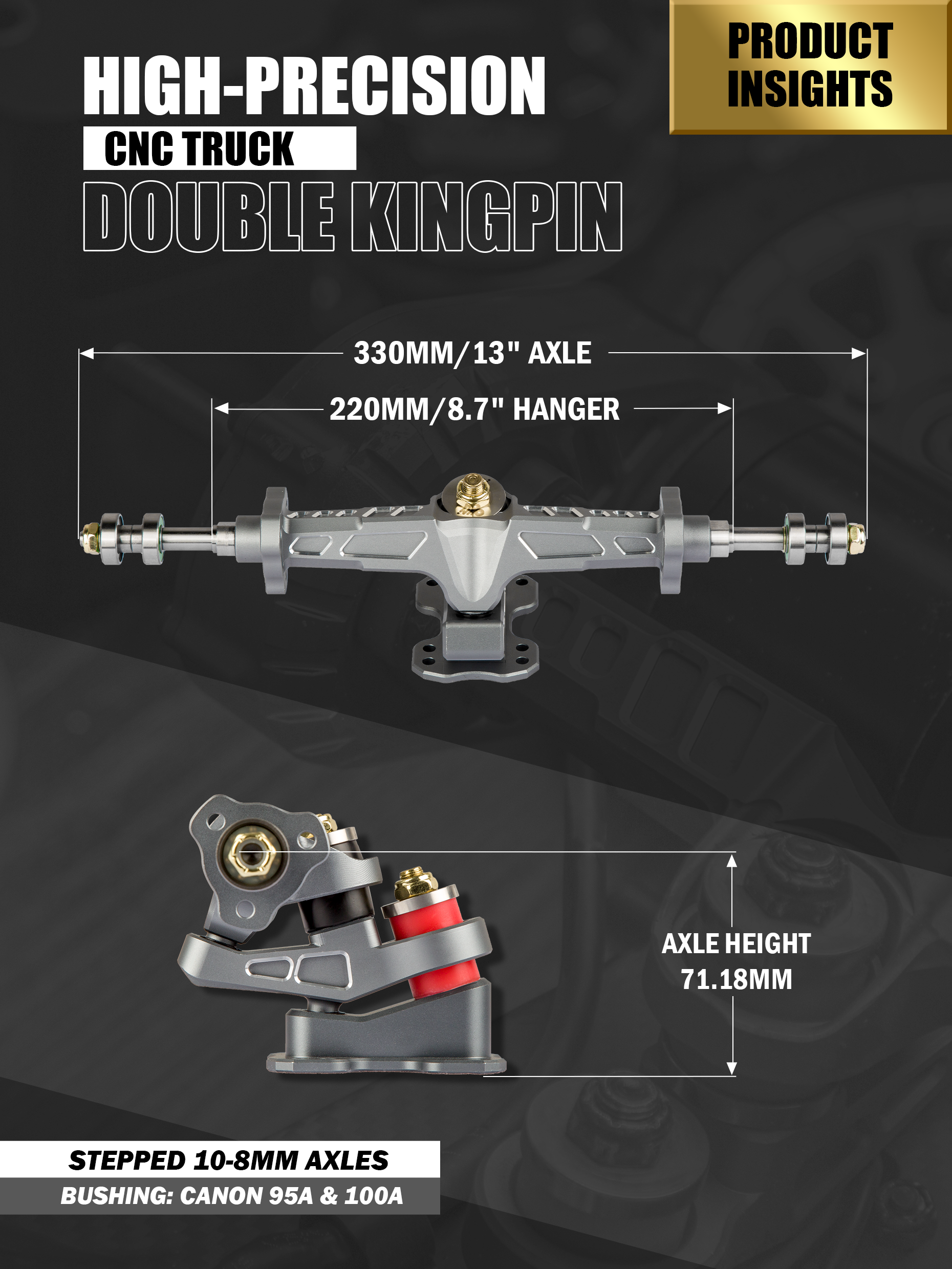 Omni Esk8 double kingpin high-precision CNC truck