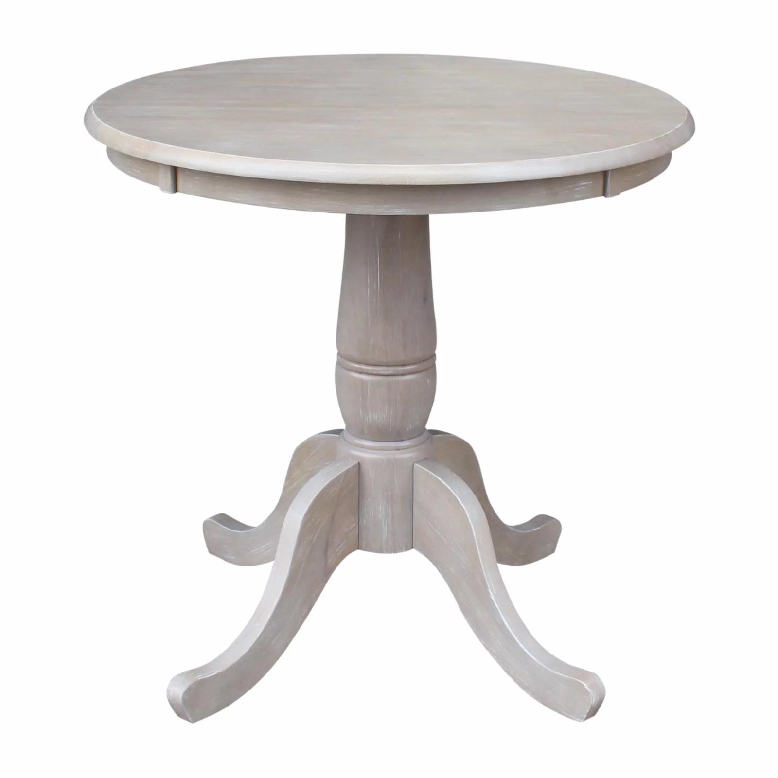 30" Round Top Pedestal Table - Dining Height - Distressed Hickory/Stone