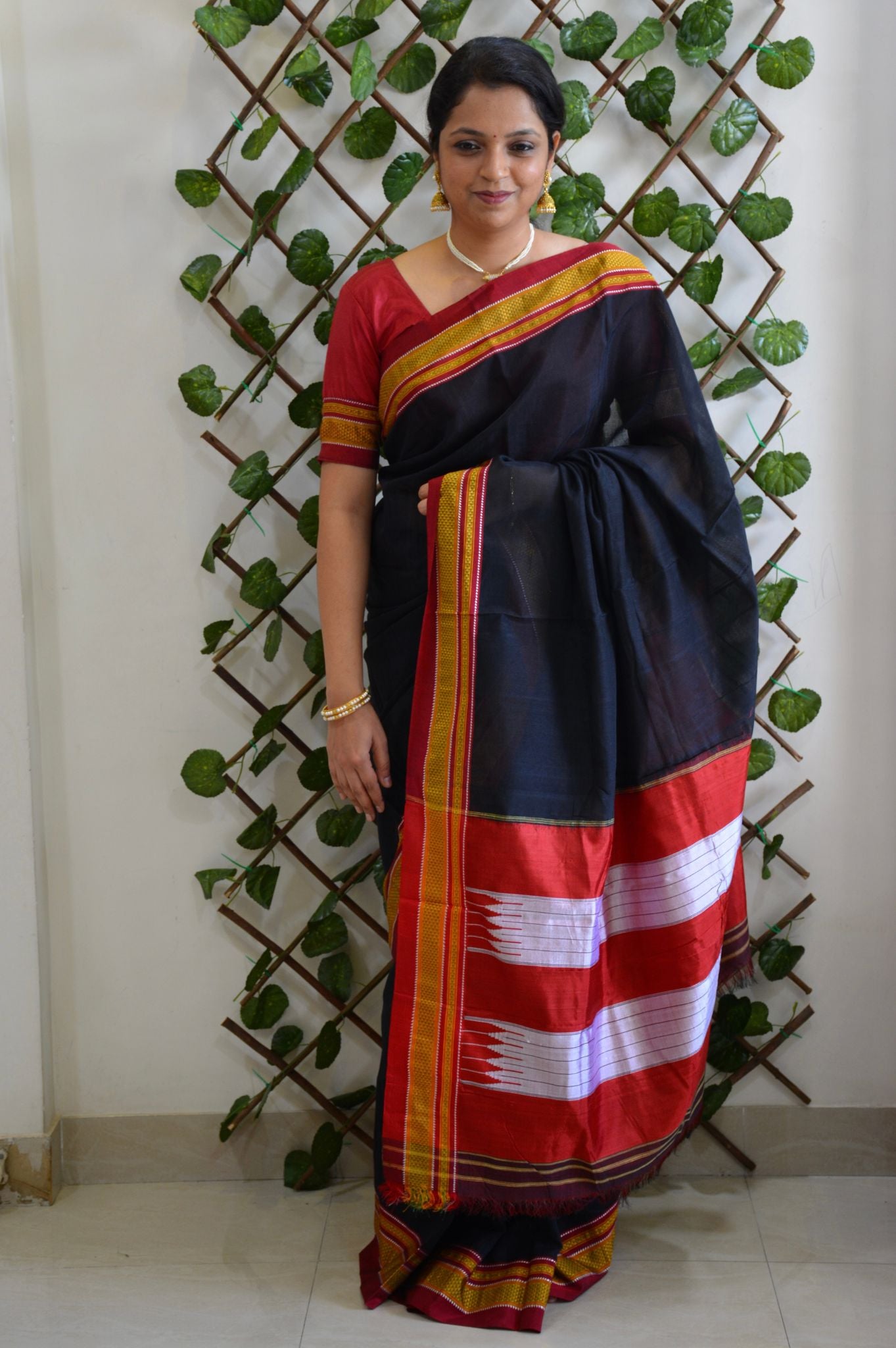 ILKAL SILK BY COTTON CHIKKI STAR SAREE - Silkal.in