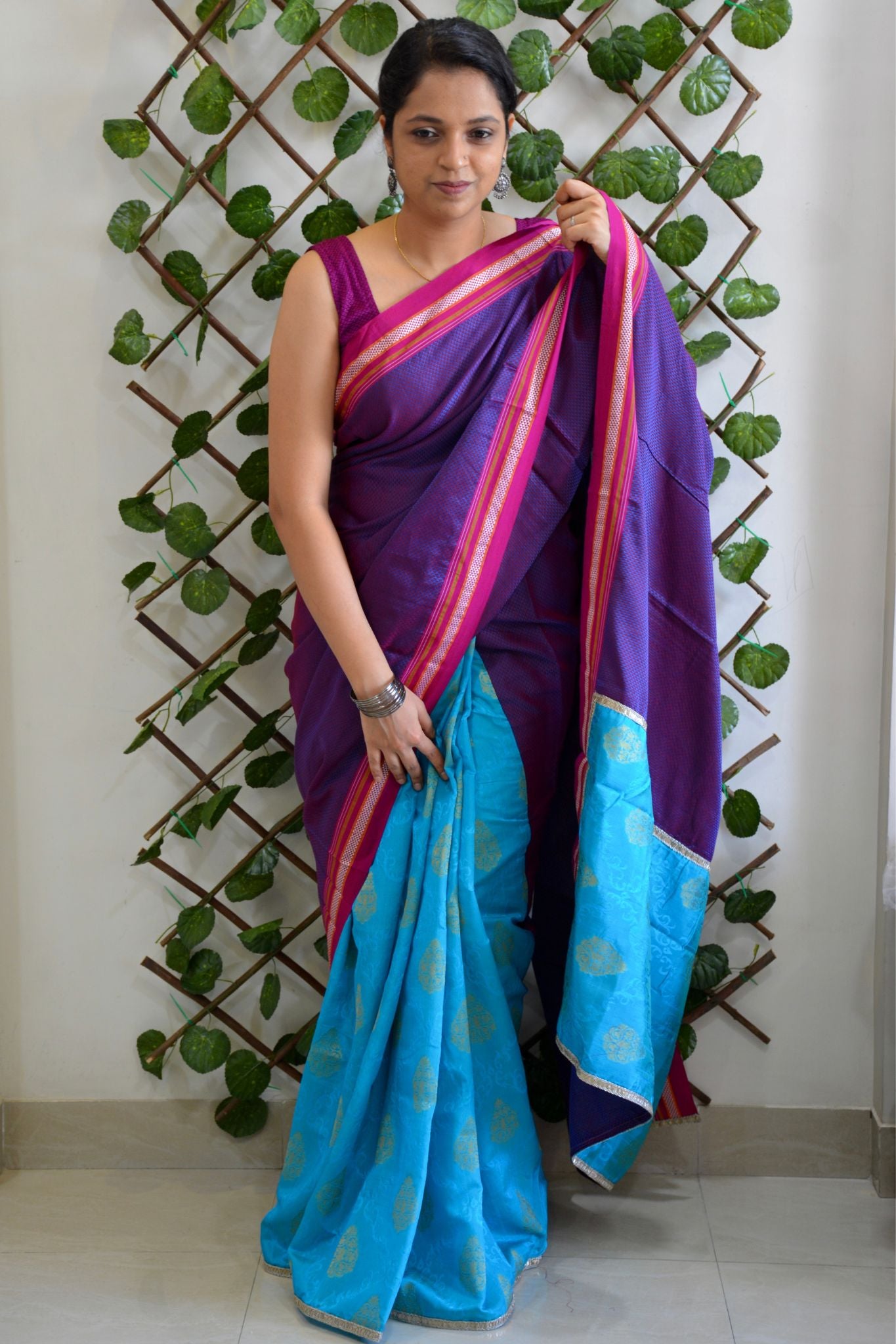 Buy Pure Paithani Silk Turquoise Blue Saree Blouse Designs Online – Sunasa