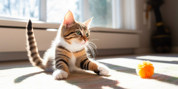 A Kitten Playing with A Yarn Ball